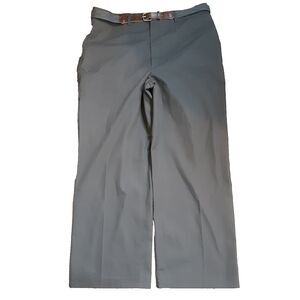 Mens Haggar gray dress pants 32" waist 26" inseam short cotton blend belt